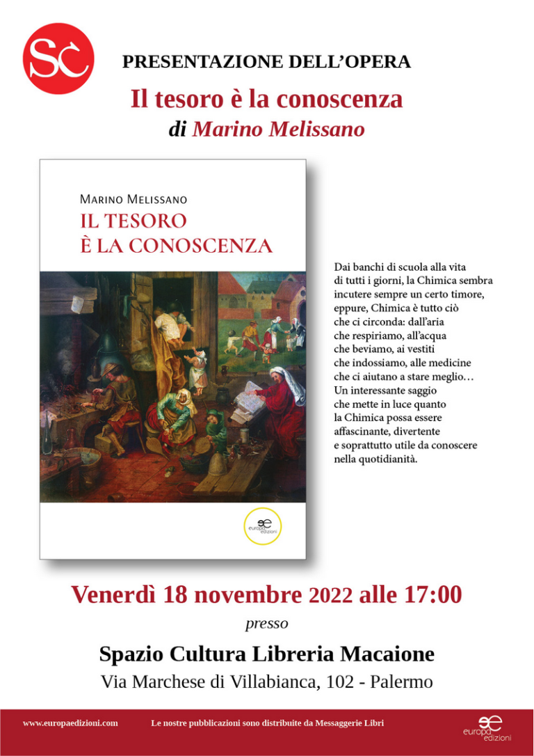<strong>Marino Melissano presenta il saggio “Il tesoro è la conoscenza” allo Spazio Cultura Libreria Macaione</strong>